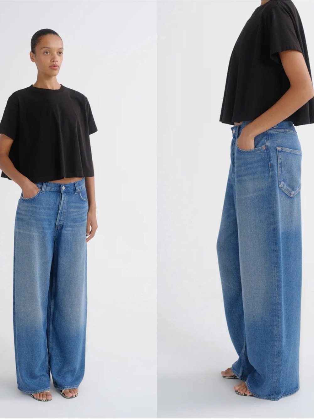 Agolde ROUNDED BAGGY (FLYWEIGHT) Wide-Leg Light Blue Women’s Jeans expression